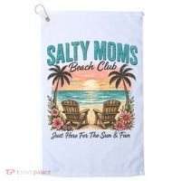 Salty Moms Beach Club Just Here For The Sun And Fun Beach Summer Matching Team Golf Towel thumb 0