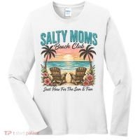 Salty Moms Beach Club Just Here For The Sun And Fun Beach Summer Matching Team Women's Long Sleeve Shirt thumb 0