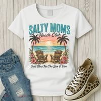 Salty Moms Beach Club Just Here For The Sun And Fun Beach Summer Matching Team Women's T-Shirt thumb 3