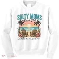 Salty Moms Beach Club Just Here For The Sun And Fun Beach Summer Matching Team Kids Sweatshirt thumb 0