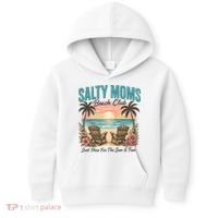 Salty Moms Beach Club Just Here For The Sun And Fun Beach Summer Matching Team Kids Hoodie thumb 0
