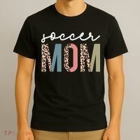 Soccer Mom Cute Mom Life Soccer Game Day Cheer Mom Leopard T-Shirt thumb 3