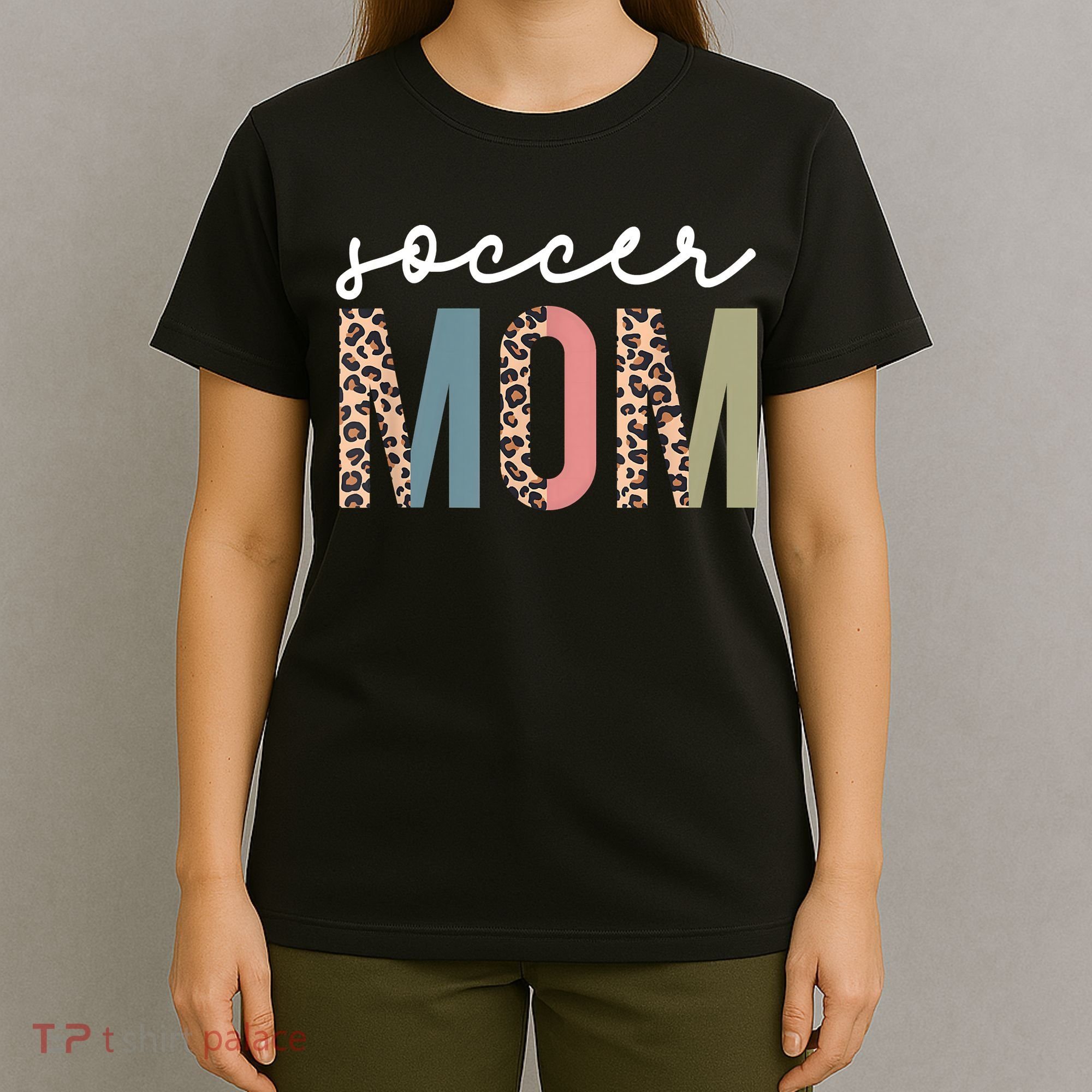 Soccer Mom Cute Mom Life Soccer Game Day Cheer Mom Leopard T-Shirt