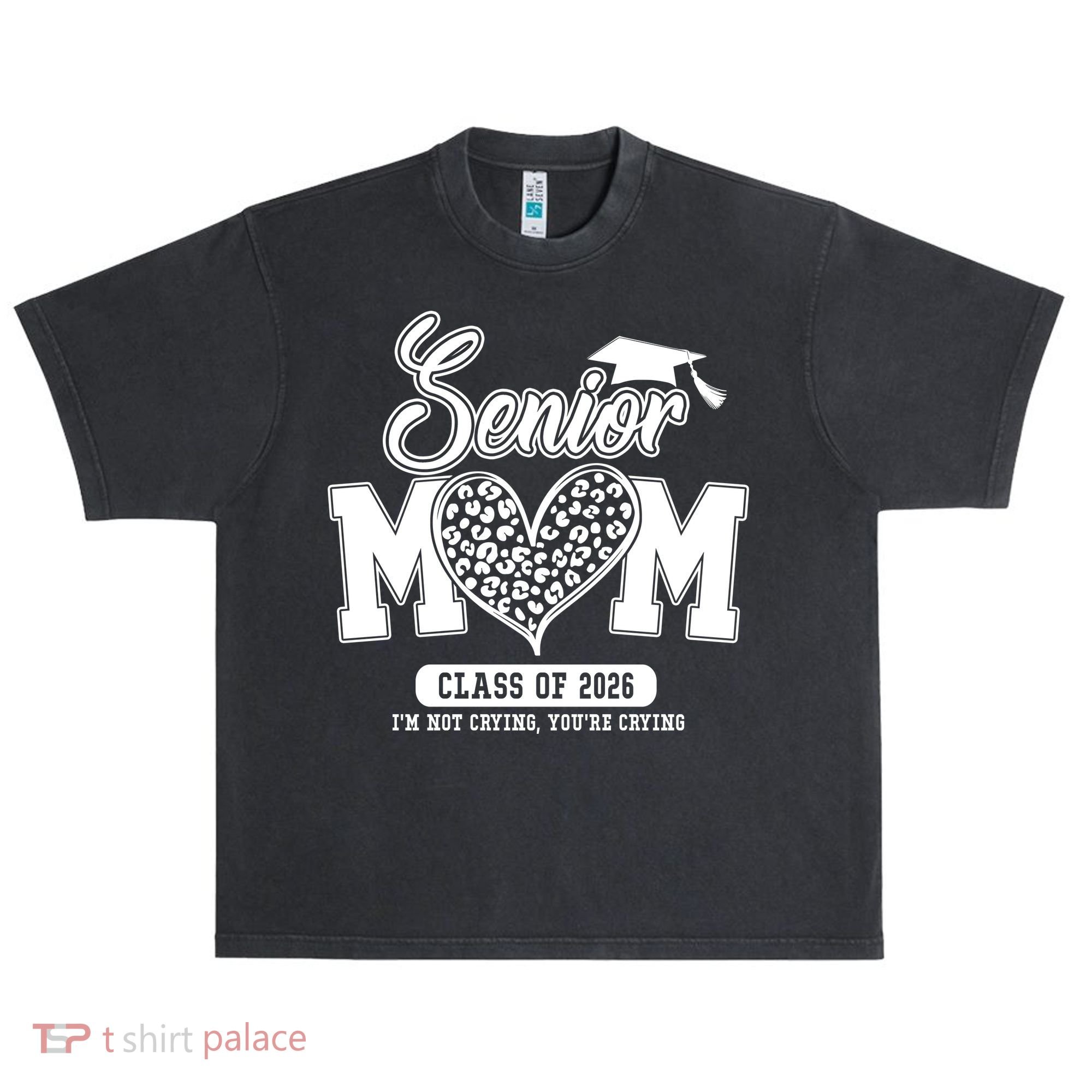 Senior Mom Class Of 2026 Senior Mama 26 Graduation Leopard Urban Oversized Heavyweight T-Shirt