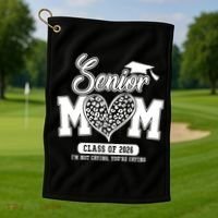 Senior Mom Class Of 2026 Senior Mama 26 Graduation Leopard Golf Towel thumb 1