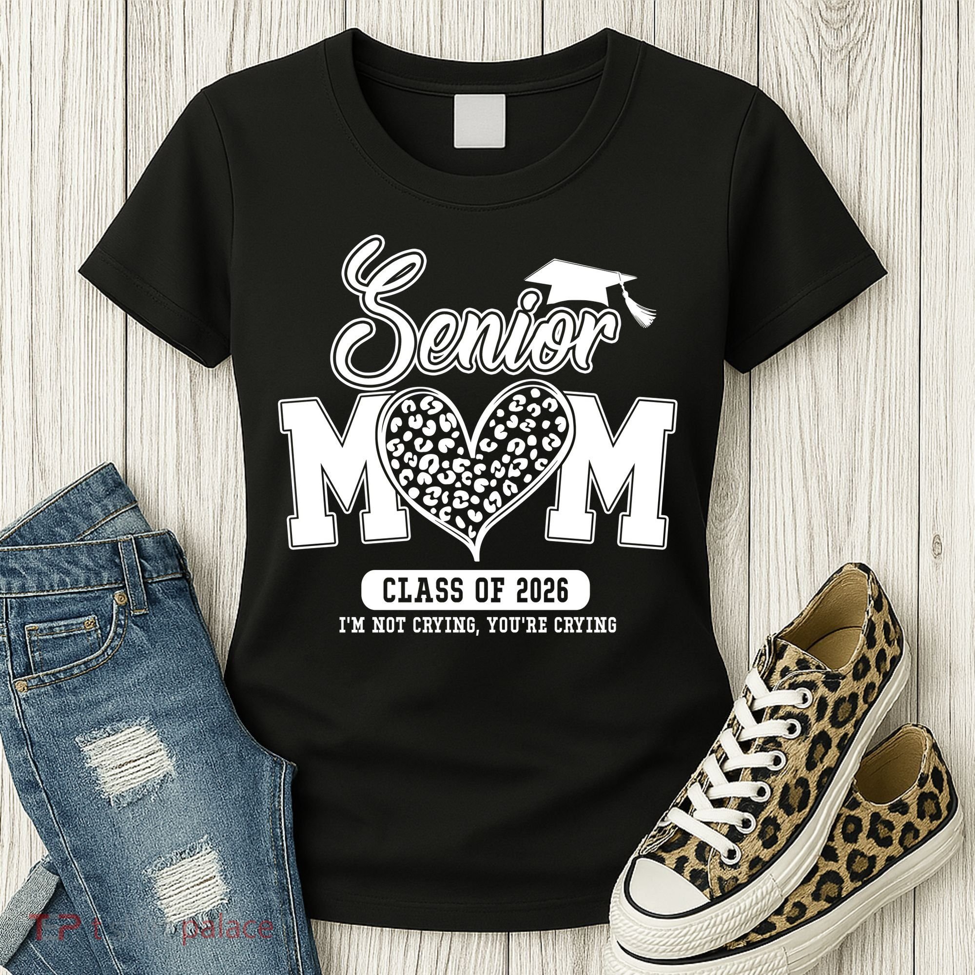 Senior Mom Class Of 2026 Senior Mama 26 Graduation Leopard Women's T-Shirt