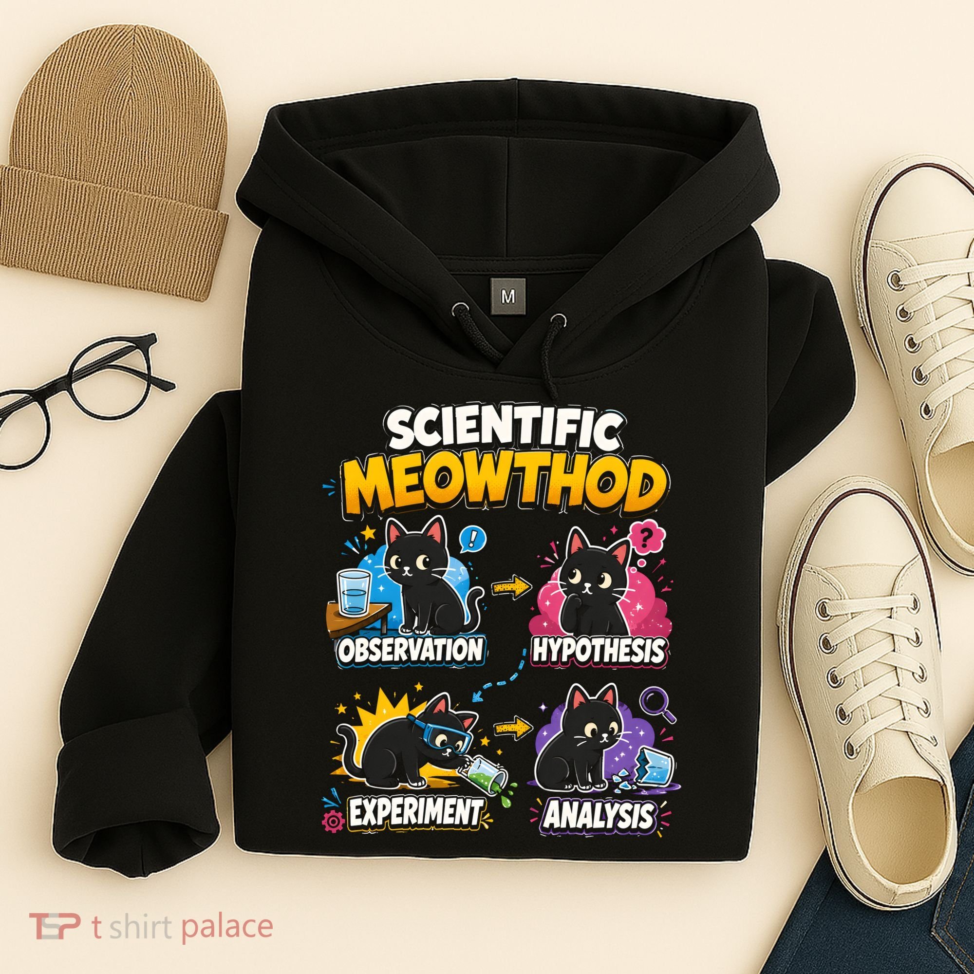 Scientific Meowthod Cat Themed Educational Fun Hoodie