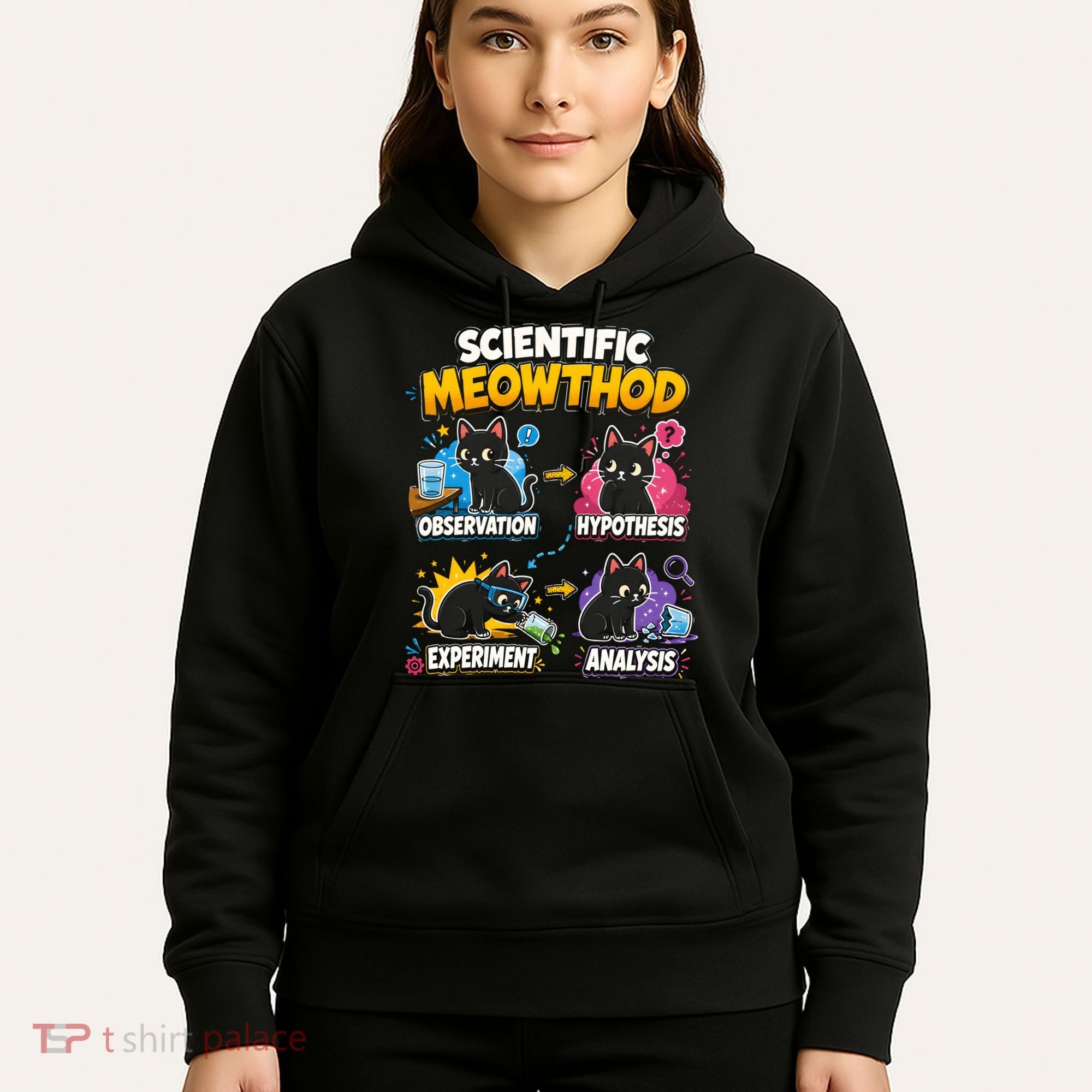 Scientific Meowthod Cat Themed Educational Fun Hoodie