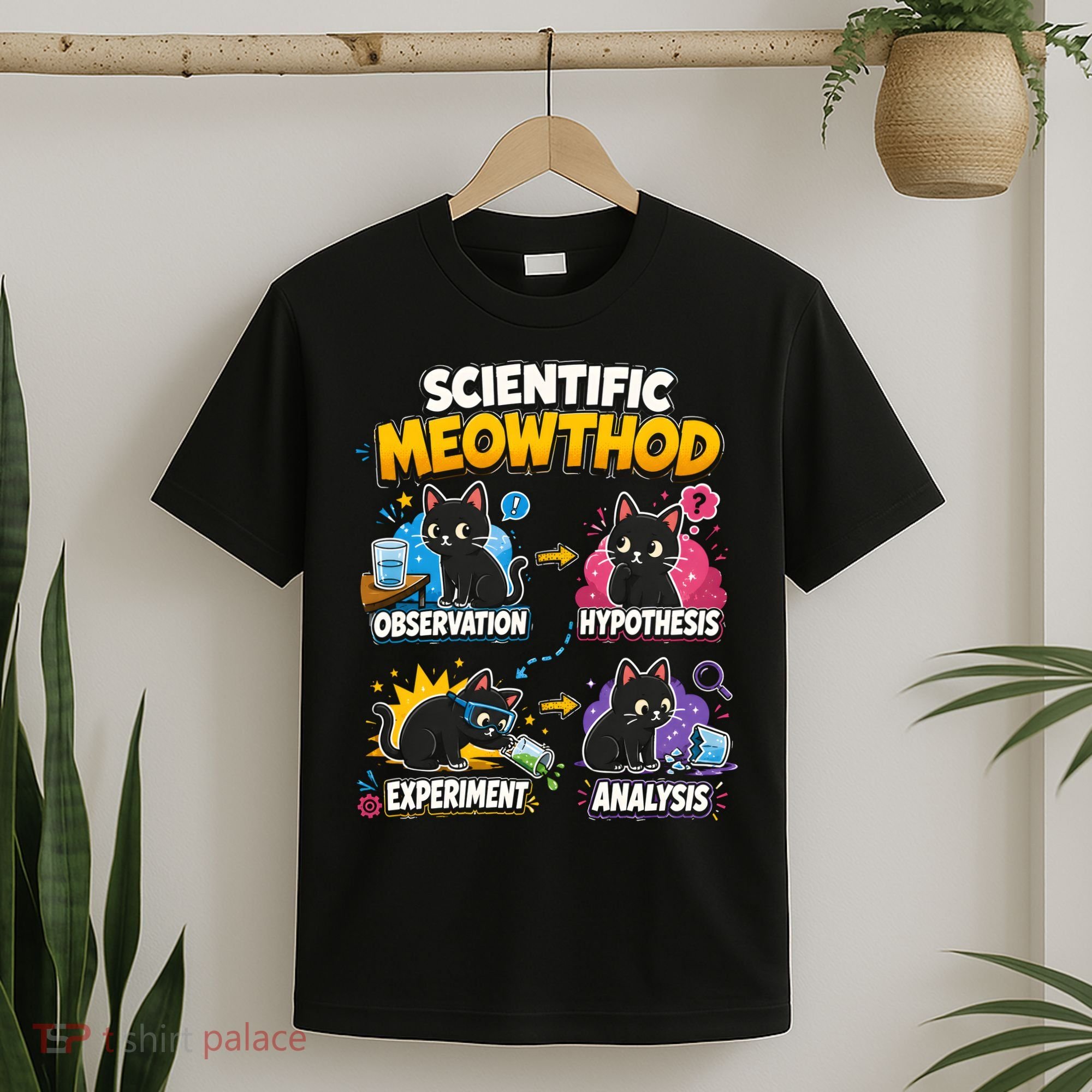 Scientific Meowthod Cat Themed Educational Fun T-Shirt