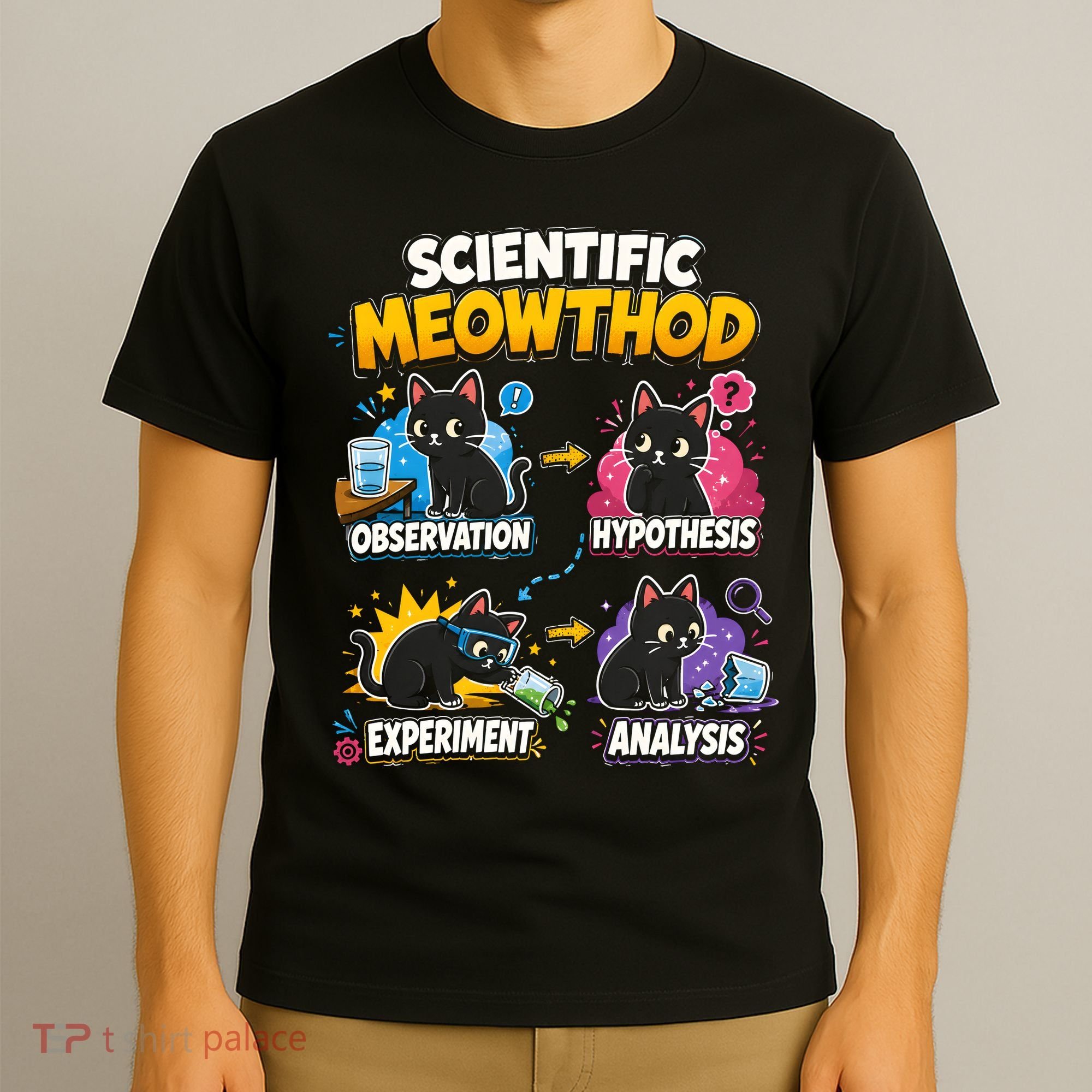 Scientific Meowthod Cat Themed Educational Fun T-Shirt