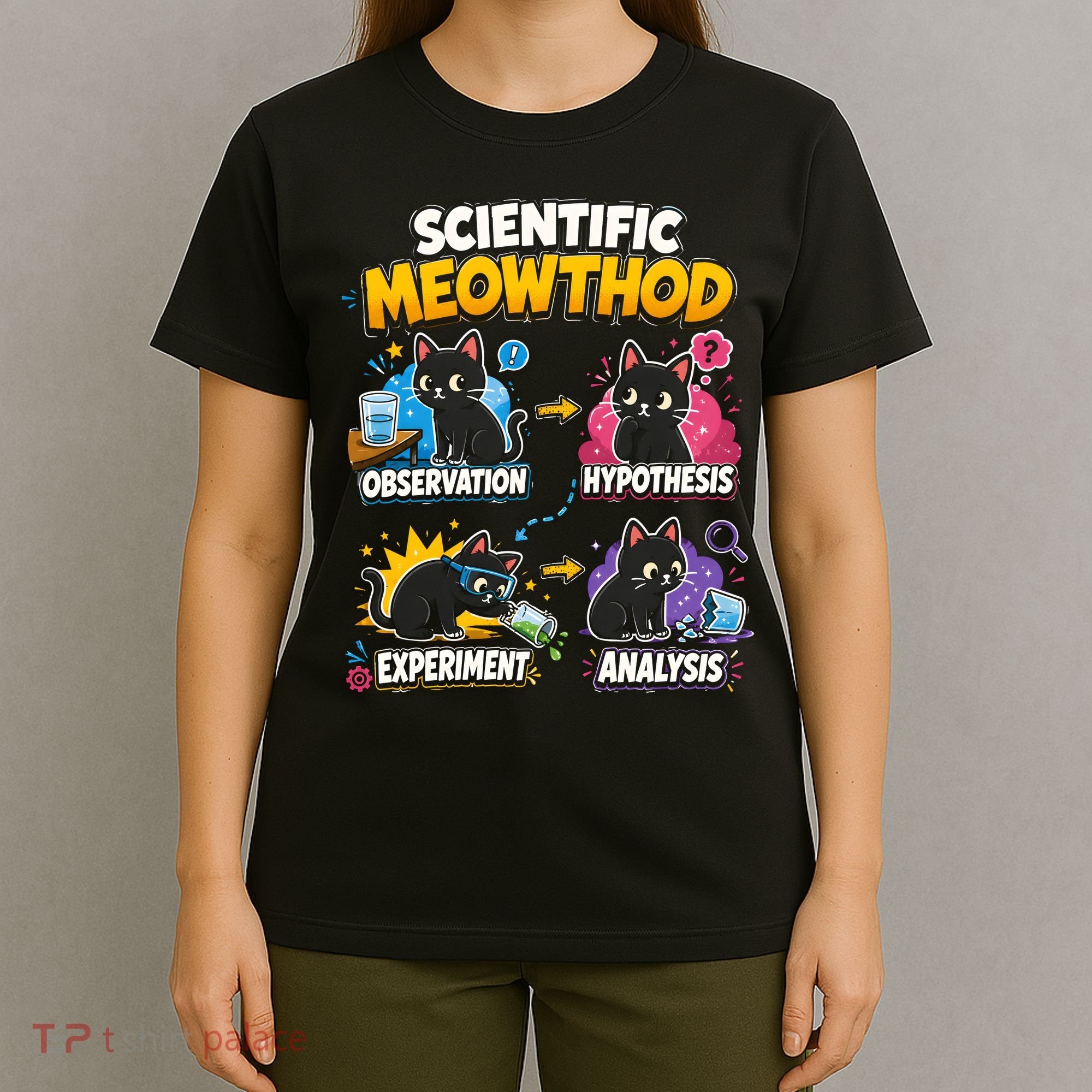 Scientific Meowthod Cat Themed Educational Fun T-Shirt