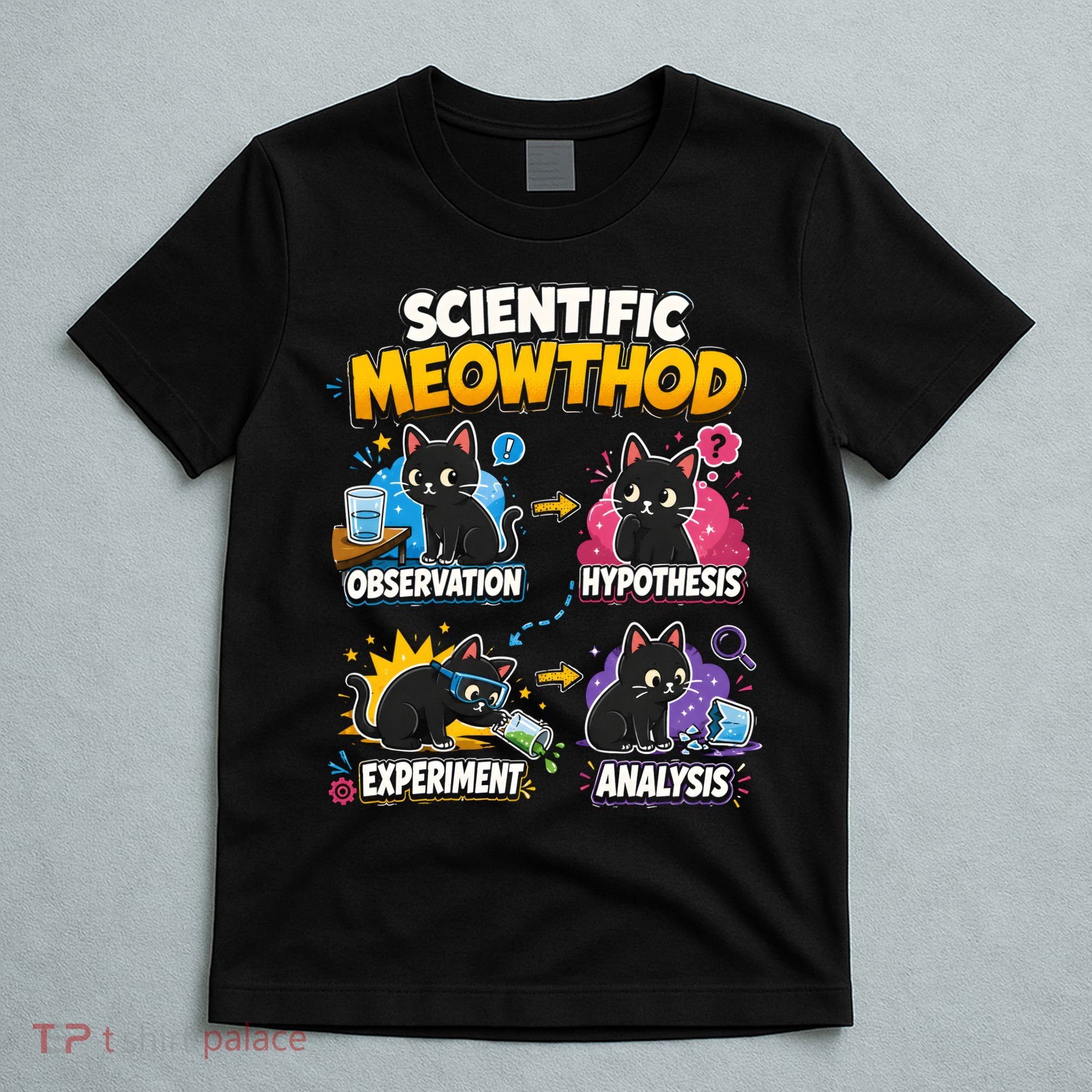 Scientific Meowthod Cat Themed Educational Fun T-Shirt