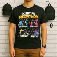 Scientific Meowthod Cat Themed Educational Fun T-Shirt thumb 6