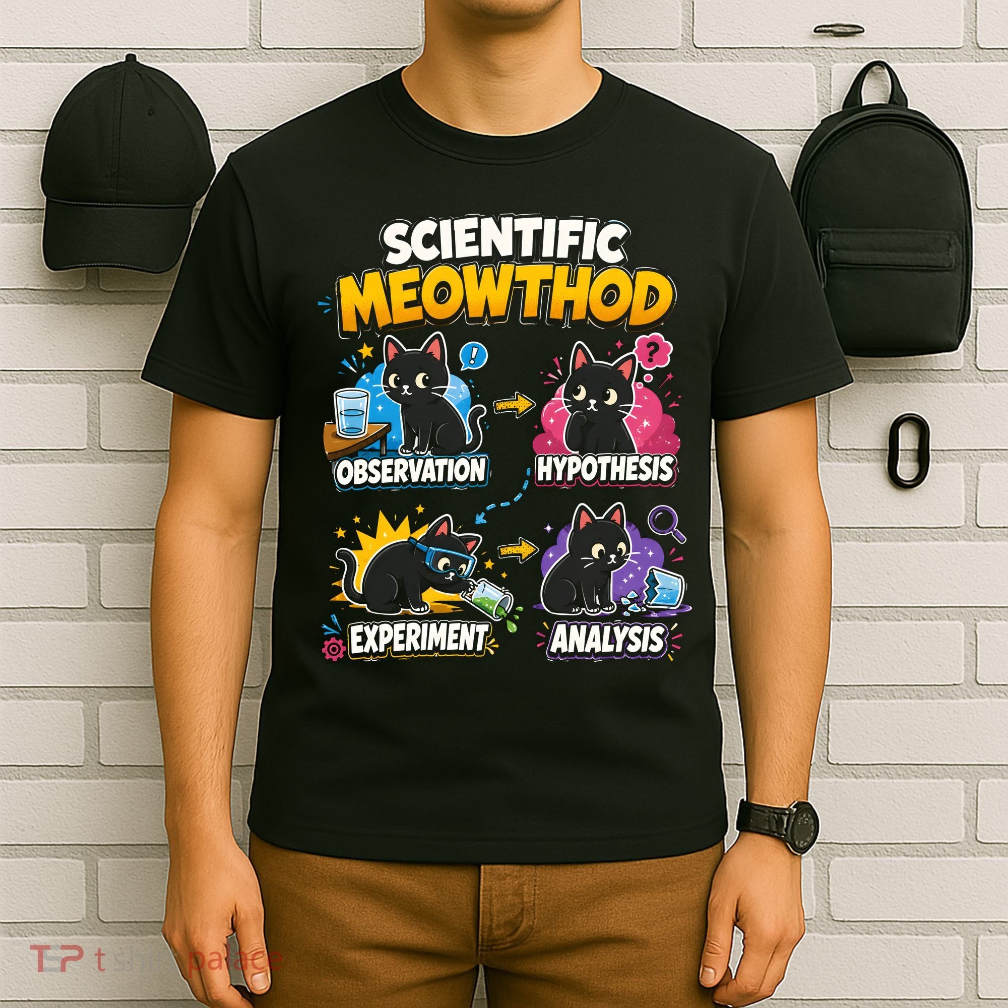 Scientific Meowthod Cat Themed Educational Fun T-Shirt
