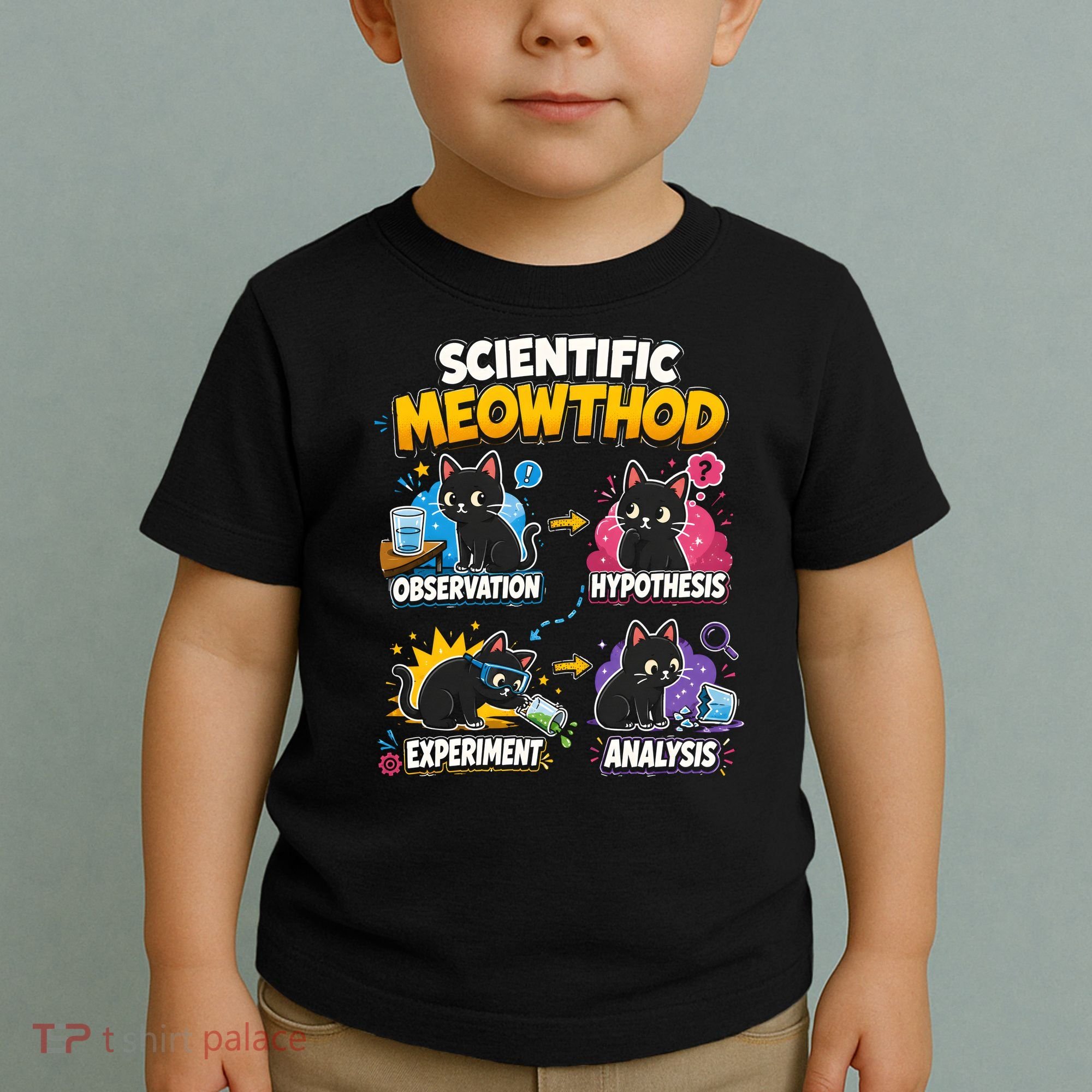 Scientific Meowthod Cat Themed Educational Fun Toddler T-Shirt