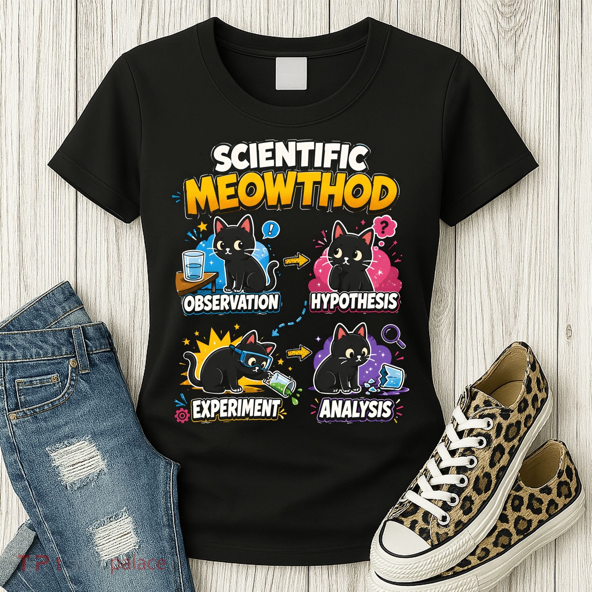 Scientific Meowthod Cat Themed Educational Fun Women's T-Shirt