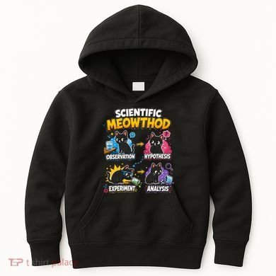 Scientific Meowthod Cat Themed Educational Fun Kids Hoodie