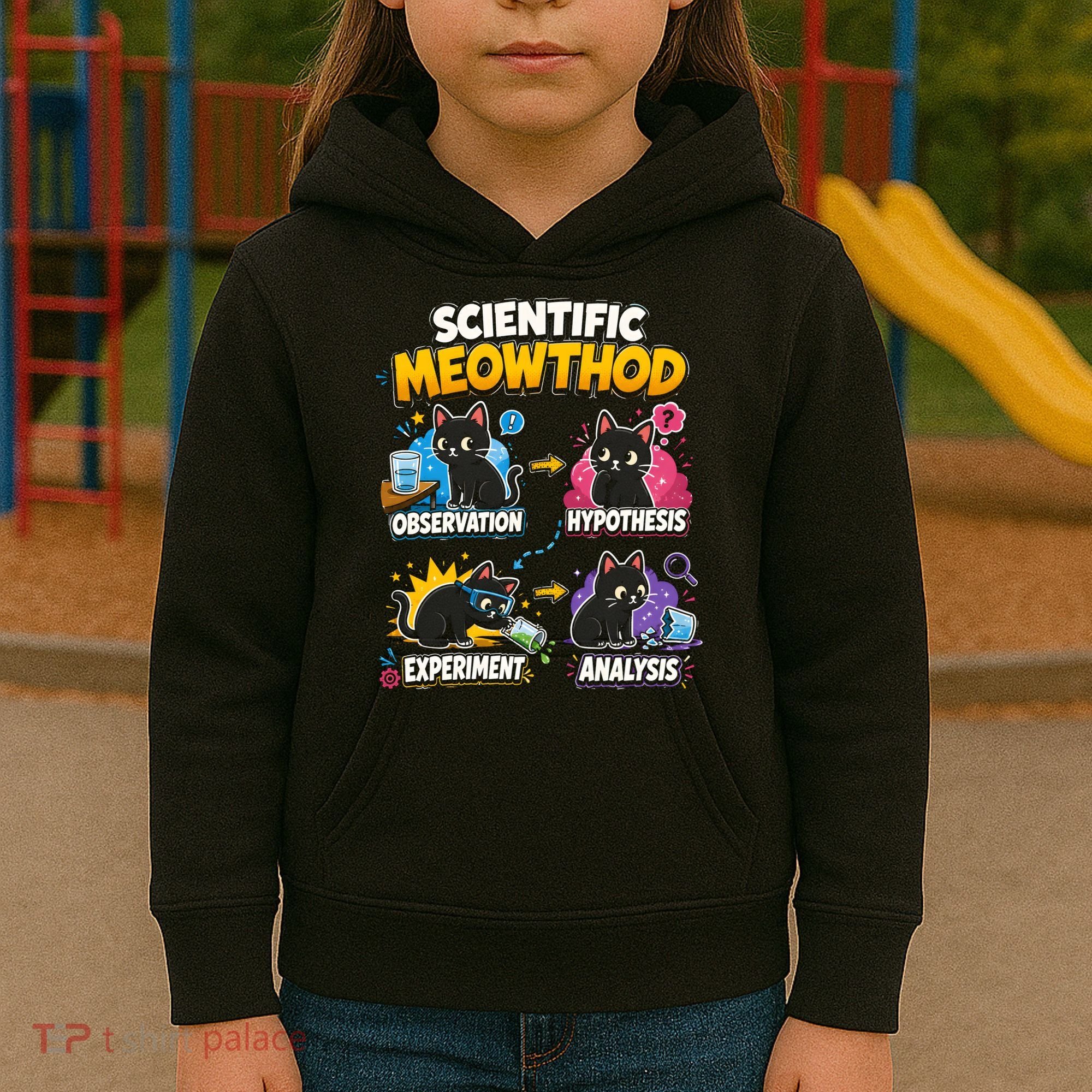 Scientific Meowthod Cat Themed Educational Fun Kids Hoodie