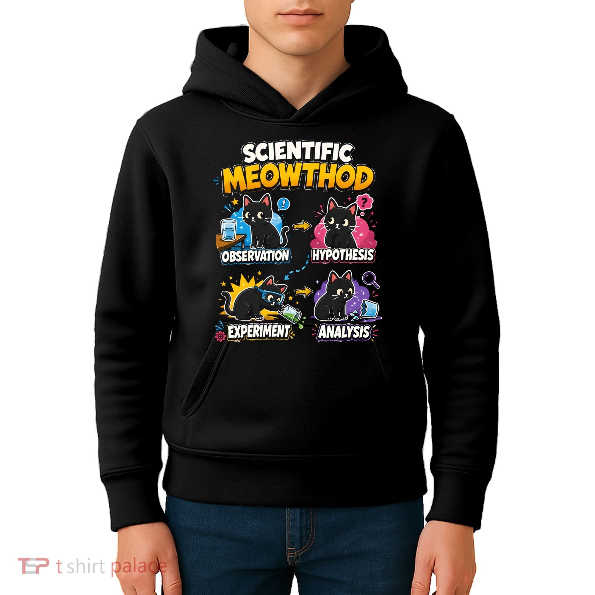 Scientific Meowthod Cat Themed Educational Fun Kids Hoodie