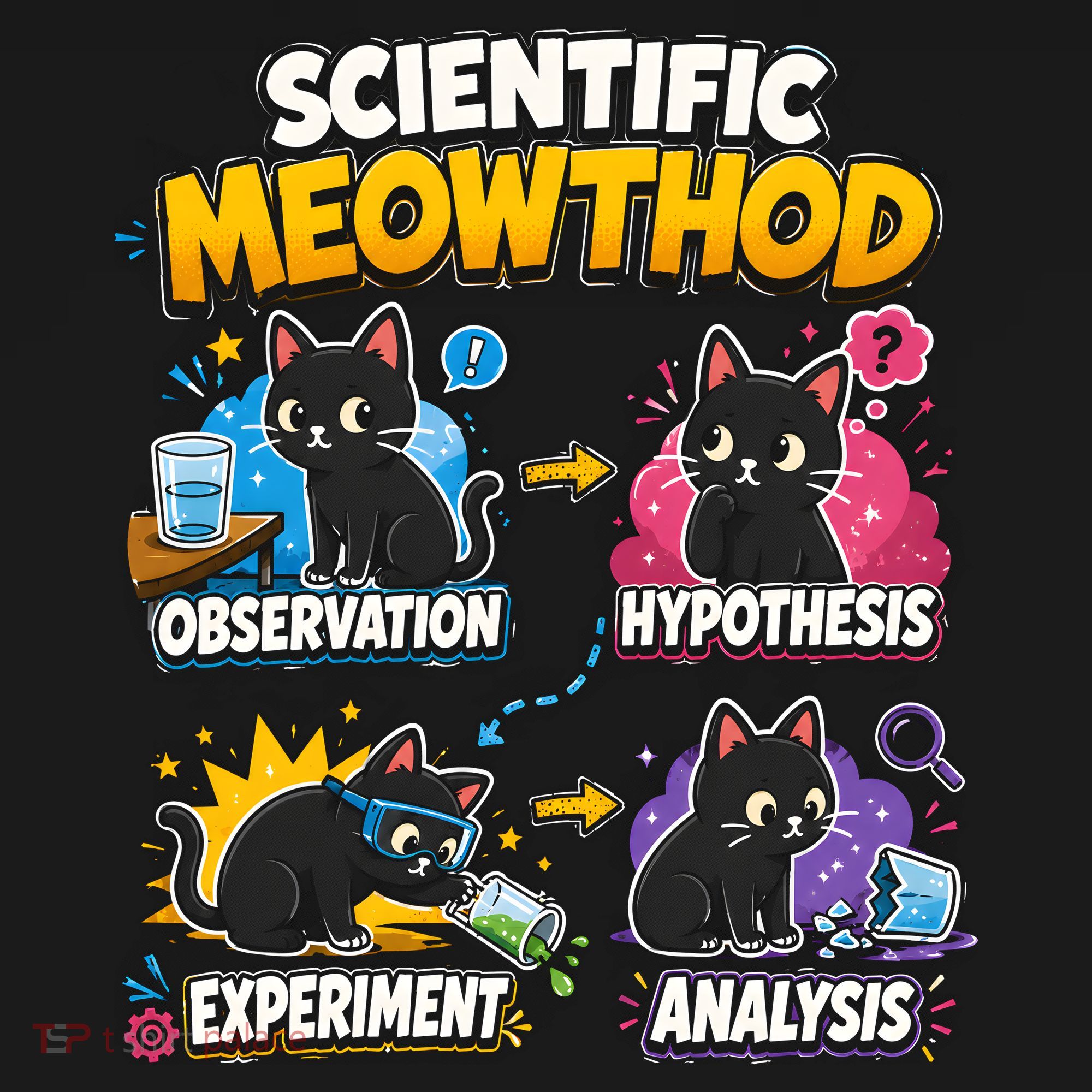 Scientific Meowthod Cat Themed Educational Fun Kids Hoodie