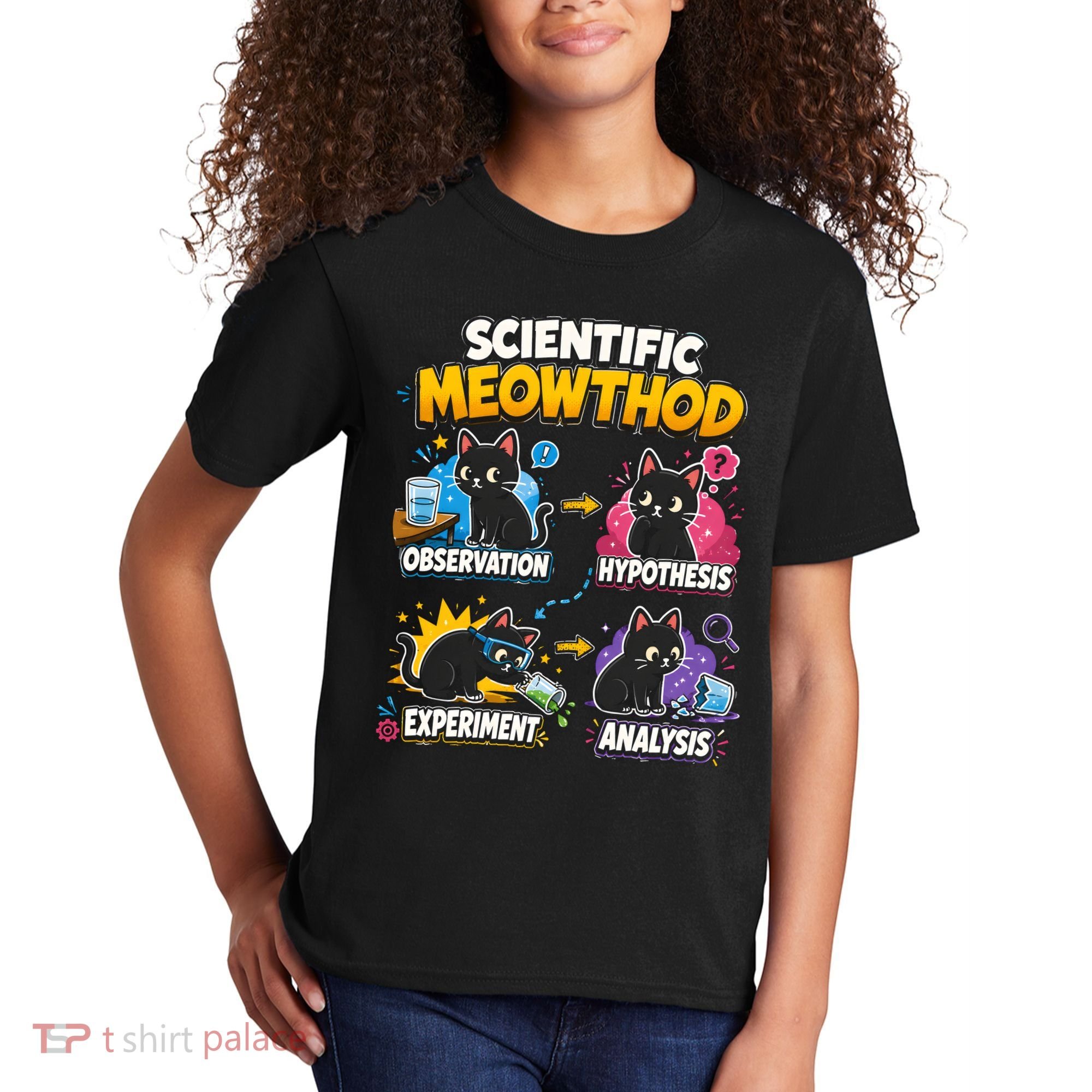 Scientific Meowthod Cat Themed Educational Fun Kids T-Shirt