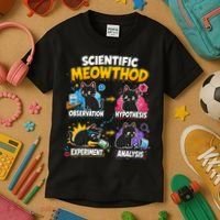 Scientific Meowthod Cat Themed Educational Fun Kids T-Shirt thumb 3