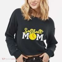 Softball Mom Cute For Mother Love Softball Cropped Pullover Crew thumb 2