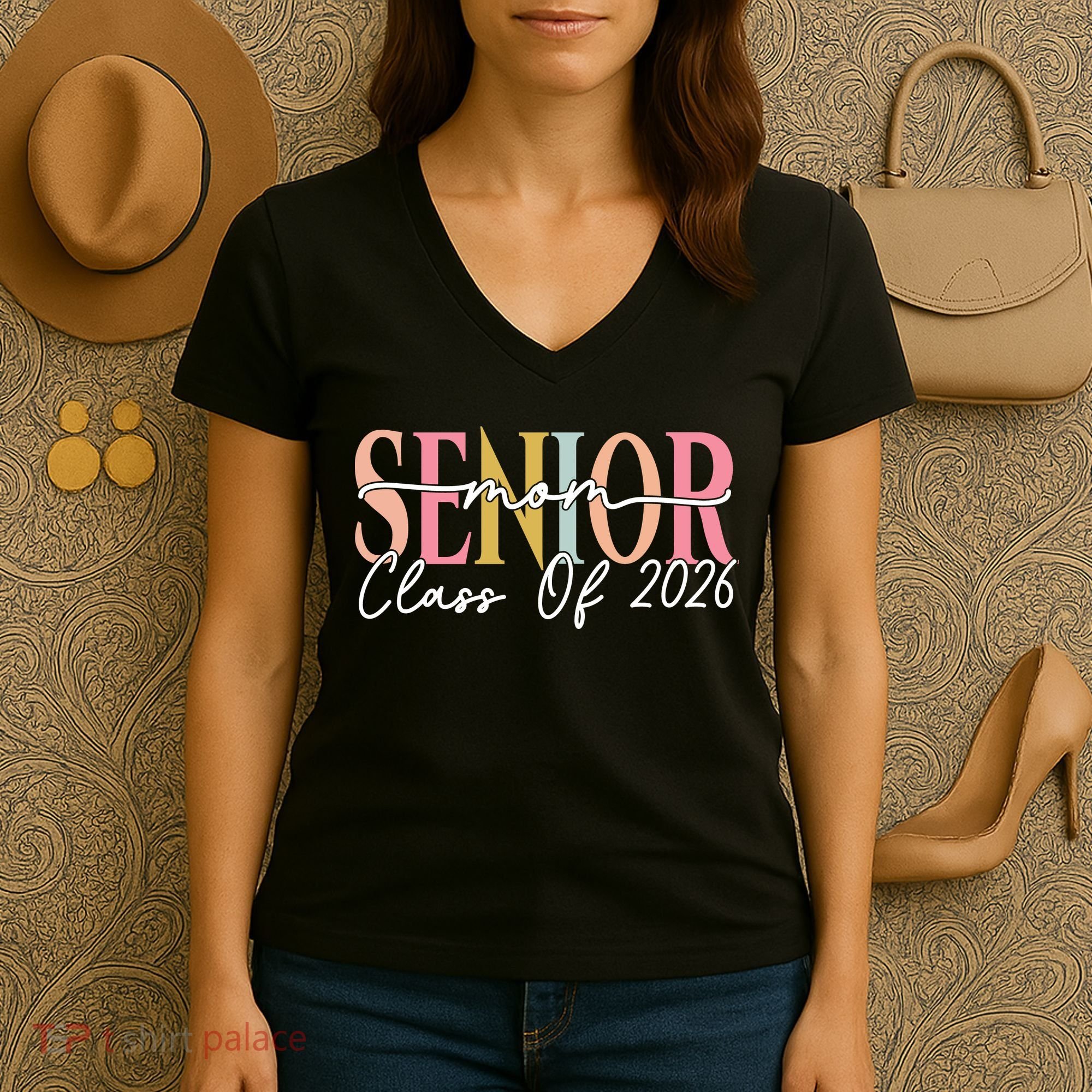 Senior Mom Class Of 2026 Women's V-Neck T-Shirt