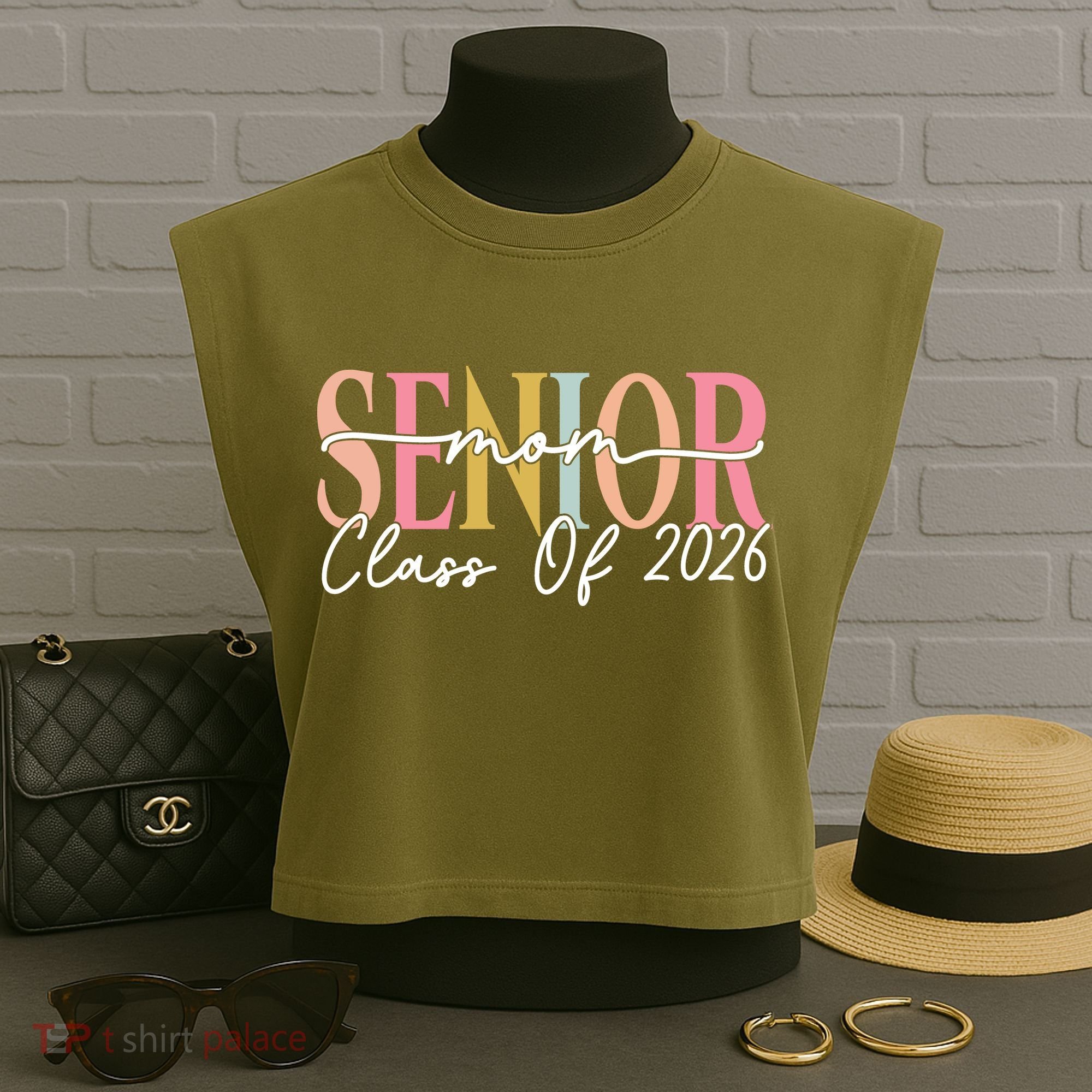 Senior Mom Class Of 2026 Garment-Dyed Women's Muscle Tee
