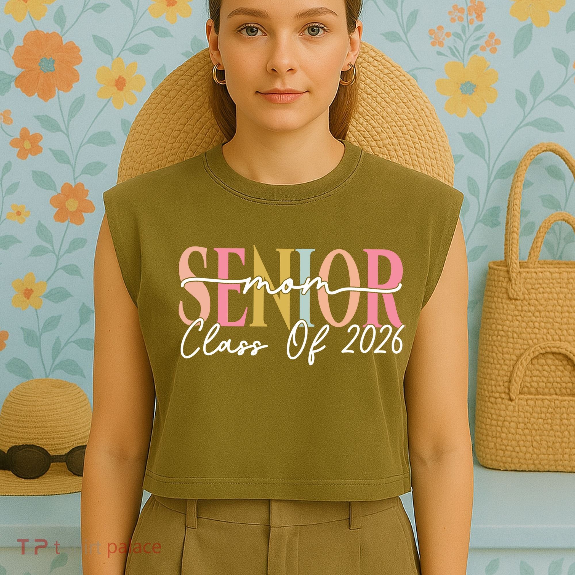 Senior Mom Class Of 2026 Garment-Dyed Women's Muscle Tee