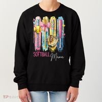 Softball Mom Coquette Brushstroke Mothers Day Gift Women's Sweatshirt thumb 0
