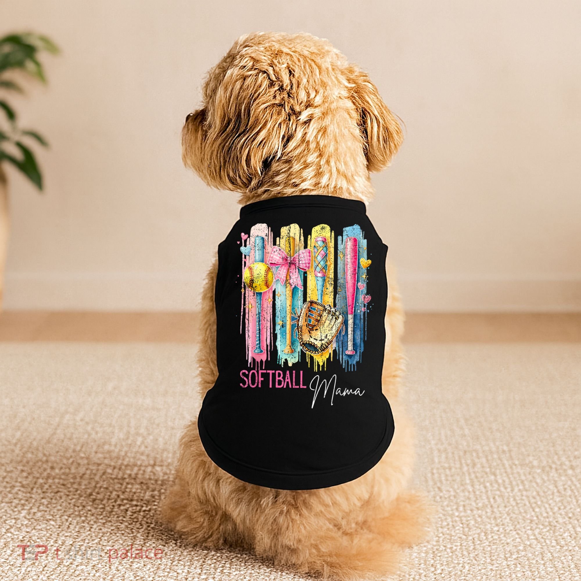 Softball Mom Coquette Brushstroke Mothers Day Gift Doggie Tank