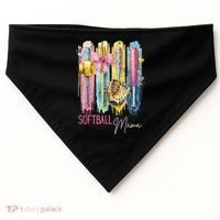 Softball Mom Coquette Brushstroke Mothers Day Gift USA-Made Doggie Bandana thumb 0