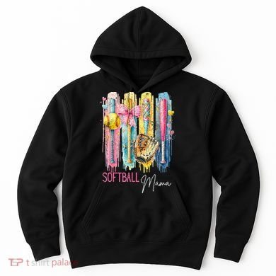 Softball Mom Coquette Brushstroke Mothers Day Gift Hoodie