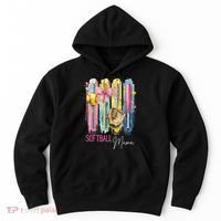 Softball Mom Coquette Brushstroke Mothers Day Gift Hoodie thumb 0