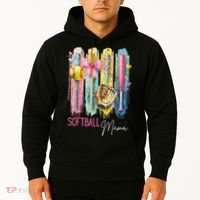 Softball Mom Coquette Brushstroke Mothers Day Gift Hoodie thumb 2