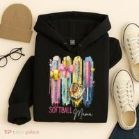 Softball Mom Coquette Brushstroke Mothers Day Gift Hoodie thumb 4