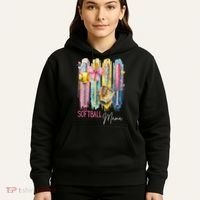 Softball Mom Coquette Brushstroke Mothers Day Gift Hoodie thumb 5