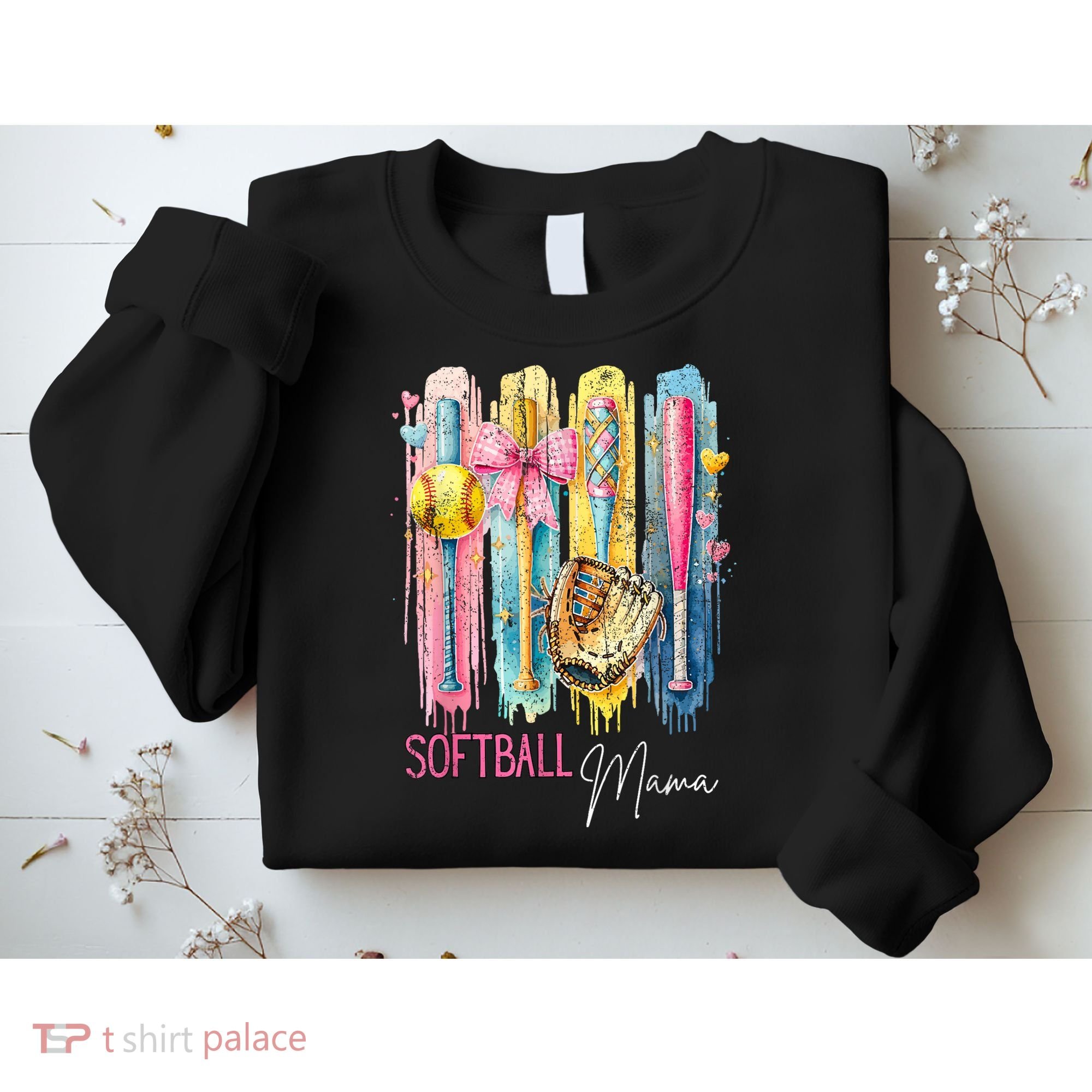 Softball Mom Coquette Brushstroke Mothers Day Gift Sweatshirt