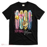 Softball Mom Coquette Brushstroke Mothers Day Gift T-Shirt thumb 0