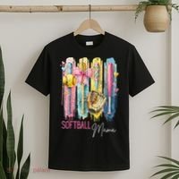 Softball Mom Coquette Brushstroke Mothers Day Gift T-Shirt thumb 2