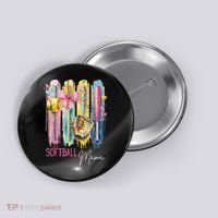 Softball Mom Coquette Brushstroke Mothers Day Gift Button thumb 0
