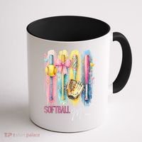 Softball Mom Coquette Brushstroke Mothers Day Gift Coffee Mug thumb 1
