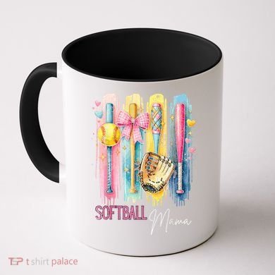 Softball Mom Coquette Brushstroke Mothers Day Gift Coffee Mug