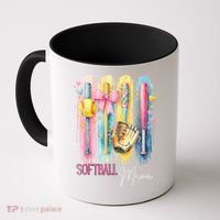 Softball Mom Coquette Brushstroke Mothers Day Gift Coffee Mug thumb 0