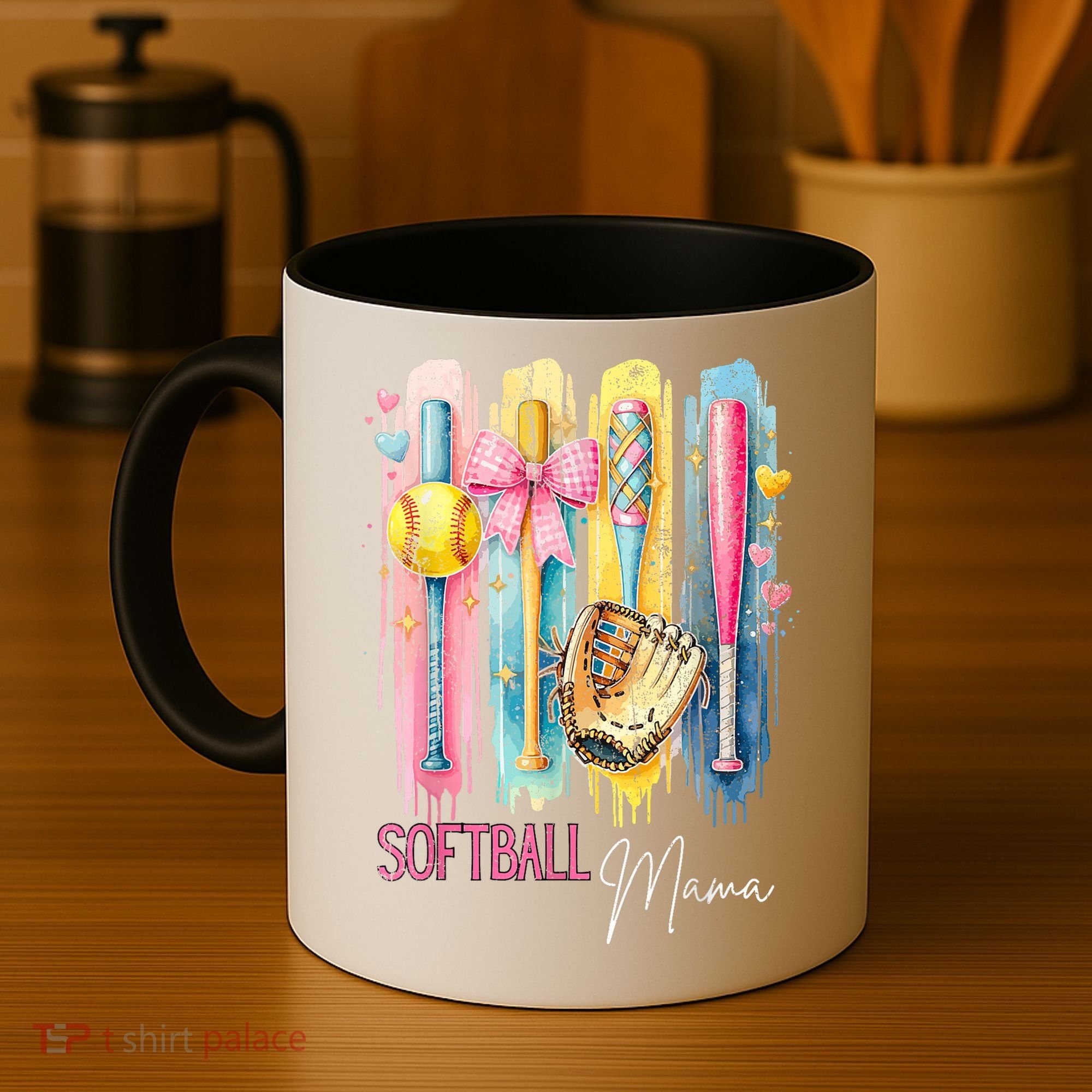Softball Mom Coquette Brushstroke Mothers Day Gift Coffee Mug