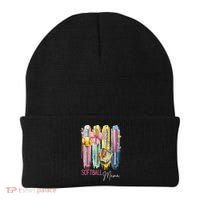 Softball Mom Coquette Brushstroke Mothers Day Gift Beanie thumb 0