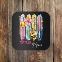 Softball Mom Coquette Brushstroke Mothers Day Gift Coaster thumb 0