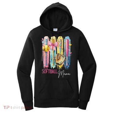 Softball Mom Coquette Brushstroke Mothers Day Gift Women's Hoodie