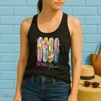 Softball Mom Coquette Brushstroke Mothers Day Gift Women's Tank Top thumb 2